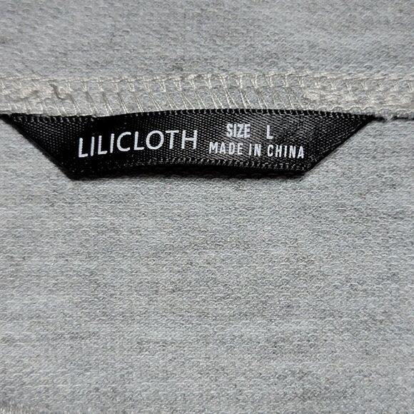 Lilicloth "Touch My Coffee..." Frizzled Cat LS Grey Tee - Size Large - Picture 4 of 4